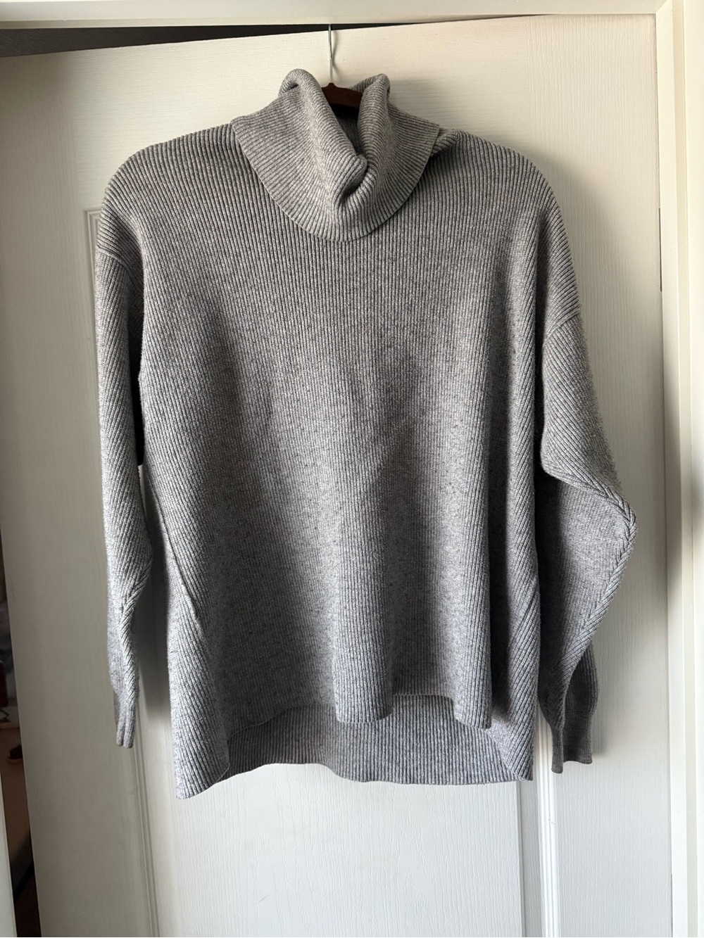 Free People Gray Turtleneck Ribbed Sweater